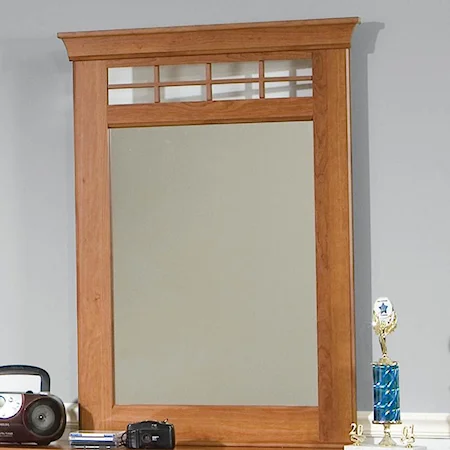 Panel Youth Mirror with Wood Lattice Grid